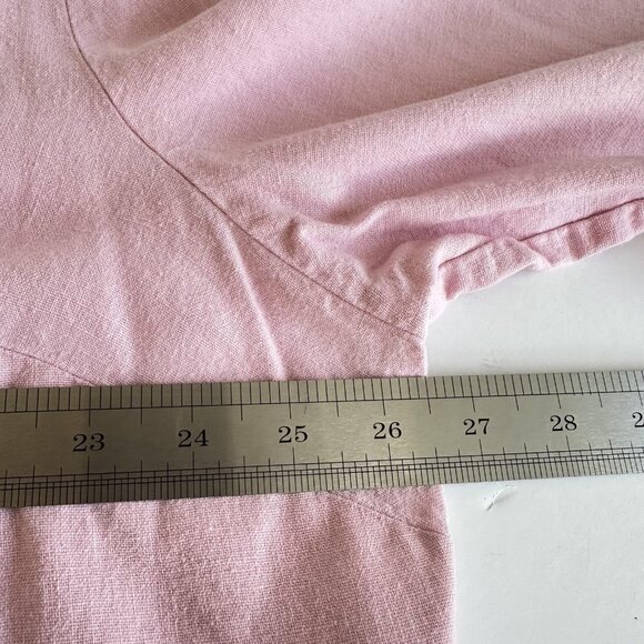 Real Comfort by Chadwick's Shirt Womens 2XL Pink Linen Blend Lace Up Cottagecore - Picture 7 of 9